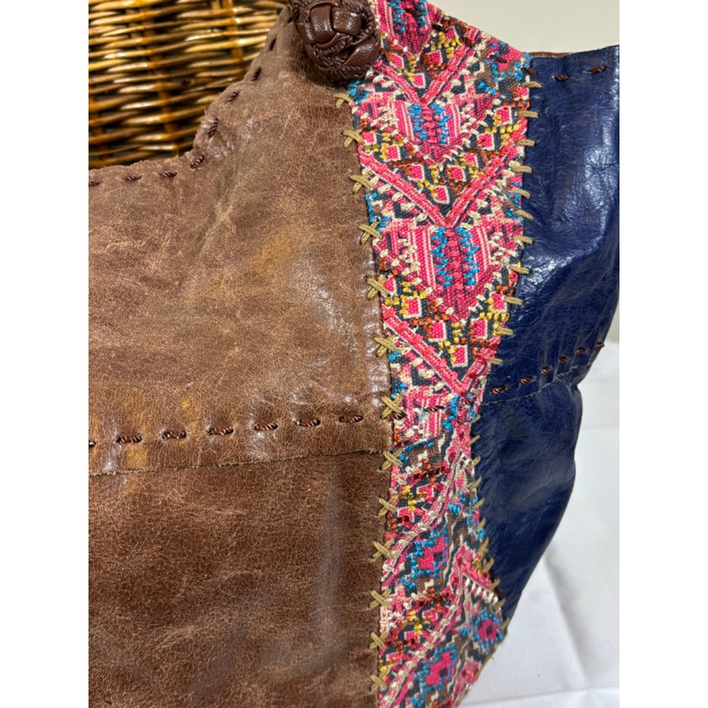 The Sak Brown and Blue Tote with Pink Accents - Picture 3 of 16